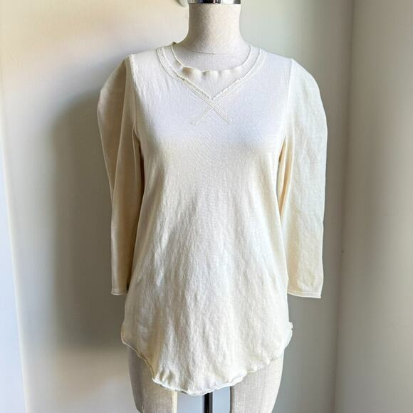 Free People We The Free Puff Shoulder ‘Clover’ Cotton Top – Cream M - Picture 2 of 9
